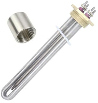 LVSELINGI Heater 12V 300W/600W Immersion Tubular Water Heating Element DN32 Copper Thread Solar Water Heater With Thermostat Tube Cheerfully(Heater Thread,12v 300w BSP)