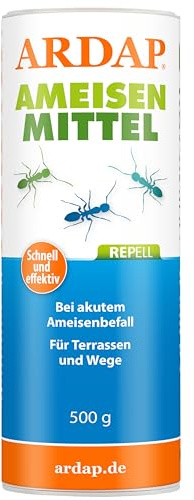 Ardap Repell Ameisenmittel 500g - Pulver mit effektiver Sofort- & Nestwirkung, Streumittel für draußen, Unscented, Wirkt bei akutem Befall (PT19)