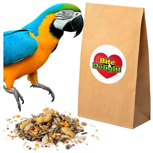 Bite & Delight 5kg Alimento para Loros Grandes | Comida para Guacamayos, Amazonas, Loros Grises y Cacatúas | Rico en Vitaminas | Alimento Nutritivo para Aves