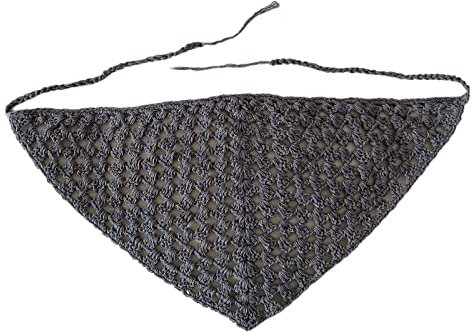 Maxtonser Häkelhaar, Bandanas, Kopftuch für Dreieck, Stirnband, Schal, Vintage-Haarschal, Bohemian-Stil, Damen, Dreieckstuch, Grau
