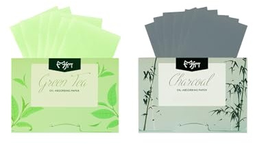 Benixmidart Oil Blotting Sheets, Unisex Oil Control Film Easy Dispensing Oil Absorbing Sheets Natural Face Blotting Sheets for Oily Skin (Bamboo Charcoal+Green Tea, 200 Sheets)