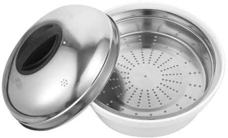 OKUMEYR Vaporiera Per Microonde in Acciaio Inox Coperchio e Manici in Plastica, Set Versatile Per Cottura a Vapore Di Verdure, Riso e Pane, Utensile Da Cucina Per Cucina Salutare e Veloce