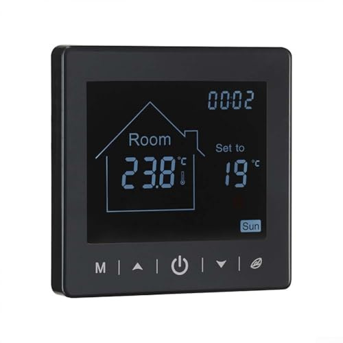 Bulevisiter Termostato wireless intelligente, controllo della temperatura WiFi, programmabile, moderno termostato digitale nero (riscaldamento a pavimento ad acqua)