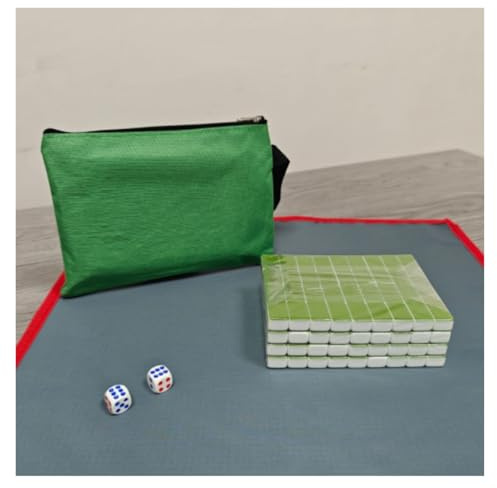 Mahjong Mah Jongg Små Mahjong Travel Family Mahjong Spel Med 144 Graverade Brickor Hushållshand Mahjong Mahjong Kostym(Grün)