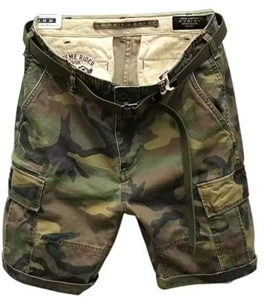 Pantaloncini cargo mimetico da uomo, vestibilità larga, in cotone, per il tempo libero e attività all'aria aperta