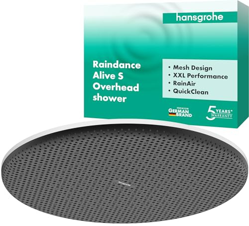 hansgrohe Raindance Alive S - Kopfbrause, runde Duschbrause (300 mm), Regendusche mit 1 Strahlart für Wand- oder Deckenmontage, Brausekopf mit Antikalk-Funktion, Mattweiß, 24520700
