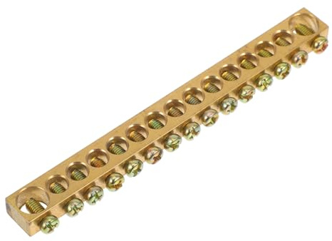 Kupfer Anschlussblock M5 15-loch für Erdung und Batterie | Goldfarben, Kompakt und Robust, Einfache Montage, Vielseitig Nutzbar im Kabel und Anhängerbereich