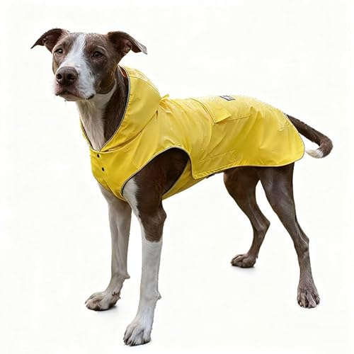 FLYING TAIL Hunde-Regenmantel, nicht steif, superweiche Haptik, reflektierend, verstellbar, leicht zu tragen, Loch für die Leine für S-XXXXXL Hunde (Gelb, XL)