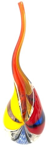 Jarrón decorativo de cristal Murano, diseño moderno, multicolor con tonos amarillos, rojos y azules