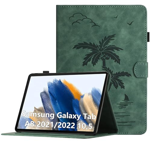 Custodia per Samsung Galaxy Tab A8 2021/2022 10,5 Pollici (SM-X200/SM-X205) Cover in Pelle PU Case Coperchio Multi-Angli Supporto Pieghevole Cover Protettiva con Chiusura Magnetica-Verde