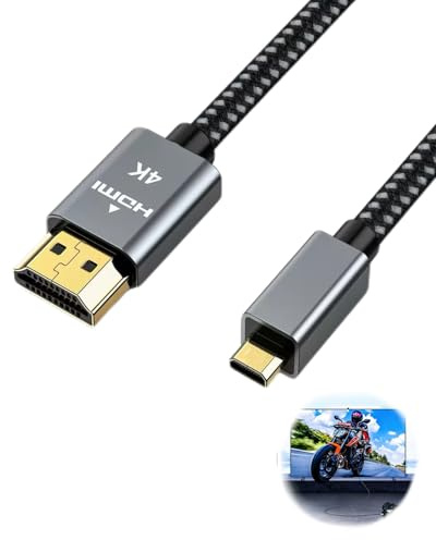 Micro HDMI auf HDMI Kabel 2M für Raspberry Pi 5/4 GoPro Sony, 4K@60Hz 3D | 1080P, HDR und ARC, Dolby Ethernet Ultra HD, 2.0 Micro HDMI auf HDMI Kabel kompatibel mit Kamera A6300 A6400 Monitor Laptops
