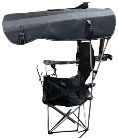 Camping Klappstuhl Mit Armlehne Und Schattendach for Den Außenbereich, Leicht, Campinghocker, Camping-Lounge-Stuhl, Faltbarer Sitz, Angeln(Black)