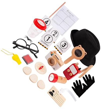 kesurpae Déguisement de détective pour enfants : déguisements, jeux d'imagination et kit scientifique STEM, cadeaux pour le camping, la randonnée et les activités de plein air. Tenues et hauts inclus.