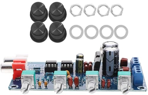 Veemoon Audio Komponentenverstärker mit 10 facher Vorverstärkung Digitalverstärkerplatine mit Höhen Mitten Bass und Lautstärkeregler Kompakter Hifi Audio Verstärker für Heimkino