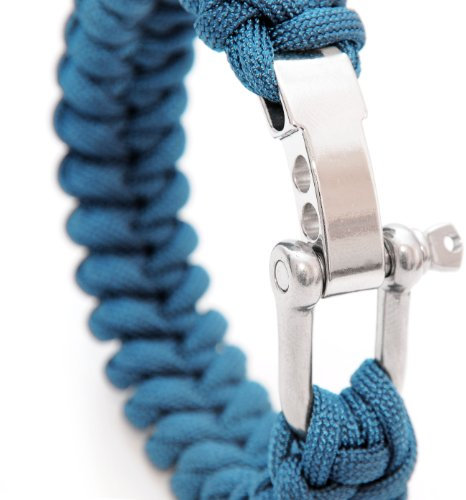 Universell kompatibel överlevnadslina (kompakt flätat armband) av rivfast fallskärmssladd / Paracord / 550 cord (kärna mantel-rep av nylon) och rostfri, justerbar metallskruvlås, total längd 23 cm, färg: blå Viktigt: Detta parakordsrep ingår inte för bly EIGNET! - varumärke Ganzoo