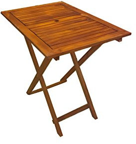 PJ, tavolo pieghevole in legno con foro per ombrellone, light, 120x60 cm