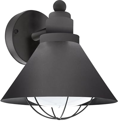 EGLO Außen-Wandlampe Barrosela, 1 flammige Außenleuchte | Wandleuchte aus Stahl verzinkt, Farbe: Schwarz, Fassung: E27, IP44