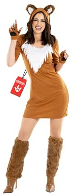 Fun Shack Fuchs Kostüm Damen, Niedliches Halloween Kostüm Damen, M | Kapuzenkleid mit Ohren & Pfoten-Handschuhe, Fuchsfarbenes Design, Perfekt für Halloween, Ideal zum Verkleiden