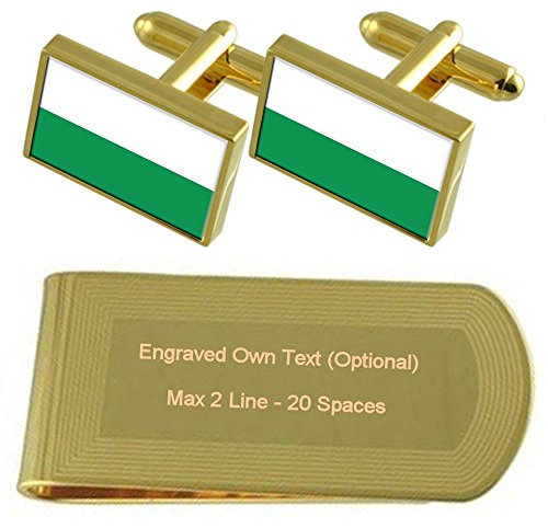 Select Gifts Steiermark Flagge Gold-Manschettenknöpfe Geldscheinklammer Gravur Geschenkset