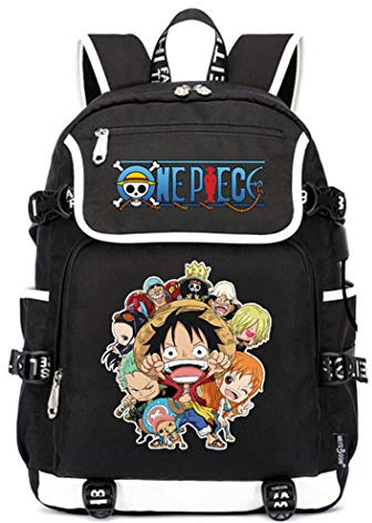 WANHONGYUE One Piece Anime Cosplay 15.6 Laptop Backpack Schoolbag Rucksack with USB Charging Port Black / 1