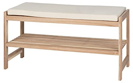 Wenko Banco Acolchado Acina, Zapatero con Asiento, Certificado FSC, Madera, marrón, 90 x 45 x 34 cm