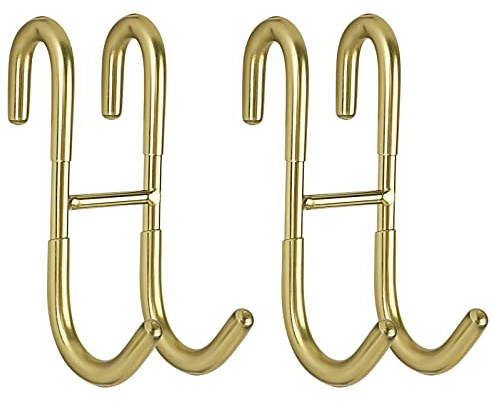 Simtive Squeegee Hooks for Towel Bathroom Frameless Glass Shower Door (2-Pack), Gold