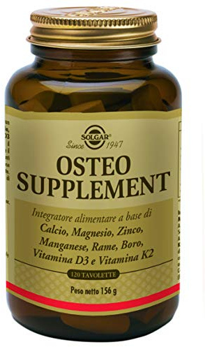Solgar OSTEO SUPPLEMENT 120 tavolette - Con Ca, Mg, D3, K2, Zn, Boro | Formula completa per il benessere di ossa e denti con minerali e vitamine chiave (D3 e K2).