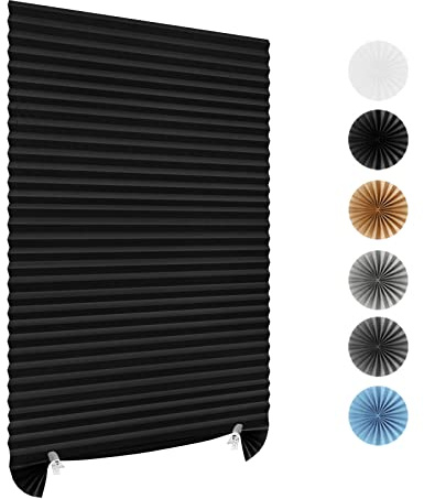 Maritown No Drill Blackout Blinds Stick on for Windows Temporary Shades | Thermal, Non-woven Fabric, Cut to Size, Self Adhesive, Easy Fit, for Bedroom Kitchen Bathroom Windows Doors, with 2 Clips