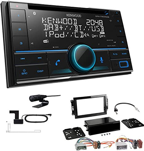 Kenwood DPX-7300DAB 2-DIN Autoradio mit Bluetooth Digitalradio DAB+ USB CD passend für Dodge RAM Facelift 2006-2008 schwarz