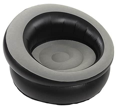 Inflatable Chair, Ergonomic Blow Up Couch Air Lazy Sofa Fast Inflation and Leakage Free, Flocking Surface Inflatable Lounge Chair for Indoor and Outdoor Balcony, Backyard, Camping (Grey)