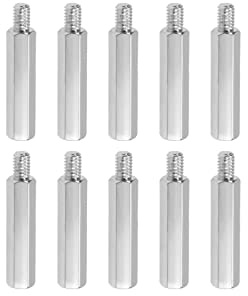 YOKIVE M4 Abstandshalter Schrauben (Silberton 25mm+6mm) 10Stk | Vernickelt Sechskant PCB Abstandshalter Halten Höhe Konsistent Perfekt für Hauptplatine