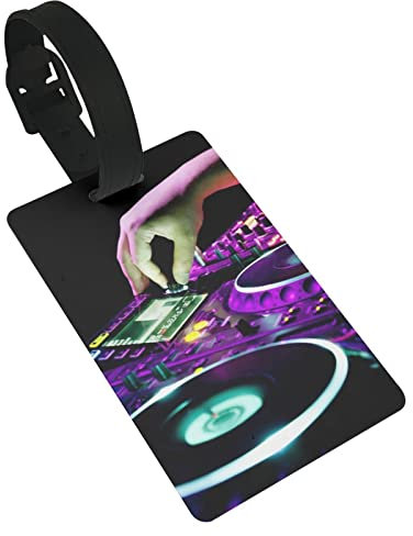 Dj Mixes The Track in Nightclub at Party 2 pièces étiquettes de bagage, boucle d'étiquette d'identification de couverture de confidentialité et carte d'adresse pour valise de sac de voyage