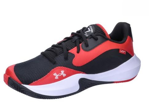 Under Armour Ua Lockdown 7 låga basketskor för män, Röd svart vit, 43 EU
