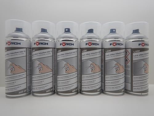 Förch 6x L230 LACKSPRAY SPRAY SILBER HITZEFEST HITZEBESTÄNDIG 650°C LACK 400ML