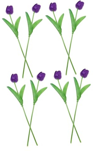 AOKWAWALIY 8st Simulation Tulpe Tulpen Zweig Blumenstrauß Künstliche Tulpenblumen Künstliche Blumen Zur Dekoration Kunstblumen Tulpenzweig Künstlicher Kurzer AST Violett Grüne Pflanzen Braut