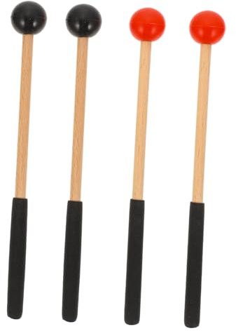 Toyvian Mazos para Marimba de Madera y Goma, 2 Pares (rojo y Negro), Baquetas de Percusión para Principiantes y Estudiantes, Accesorios para Instrumentos Musicales de Percusión