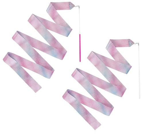 2 Pink Gymnastics Ribbons for Children & Adults | 2-Meter Ribbon for Dance, Gymnastics, Rhythmic Gymnastic, Circus, Floor Exercises, Competition | Ballerina Accessories | Aerobik® | OriginalCup