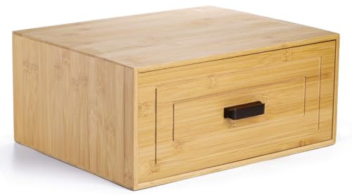 Kingrol Schreibtisch-Schubladen-Organizer aus Bambus mit Griff, 38 x 30 x 16,5 cm, stapelbar, Tisch-Aufbewahrungsbox, Heimbüro, modulare Aufbewahrungsbox mit Schublade für Schrank, Schlafzimmer und