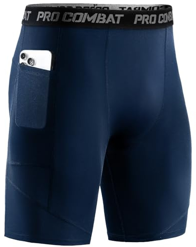 Niksa 1/3 Pezzi Pantaloncini Compressione Uomo Pantaloncini Fitness Pantaloni Corta Compressione Leggings Pantaloncini Compressi con Tasca per Cellulare