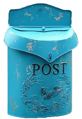 Cassette Postali Decorative da Parete in Metallo Anticato, Cassetta Della Posta, Colori Bellissimo Motivo, Arredamento con Fascino Nostalgico(Blue)