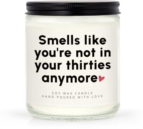 Leebbsin Funny 40th Birthday Gifts for Women Men- Handmade Forty Birthday Candle Soy Wax Lavender- 40th Birthdays Decoration/Gifts for Wife Husband Mum Dad Auntie Sister Family Friend, 7oz