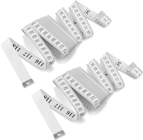 2Pcs 120 Inch/300cm Soft Tape Measure for Sewing Tailor Cloth, Body Measurement-Indexed in Metric & Standard Units, Convenient 0.75 Inch wide PVC Coated Fiberglass (White)