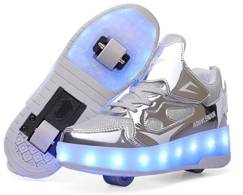 Hiseng Schuhe mit Rollen für Mädchen 27-40EU, Schuhe mit Rollen für Jungen Rollschuhe Schuhe 2-in-1 Roller Schuhe Schuhe mit 2 Rollen Kinder Outdoor Turnschuhe Turnschuhe mit Rollen Versenkbarer