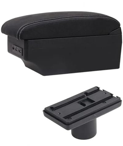 MObyat Caja Almacenamiento Coche Compartimento De Reposabrazos para Coche, Decoración De Estilo De Contenido De Tienda Central con Portavasos USB, para Ibiza 6j 6L(E White Line 1)