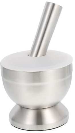 HOLIDYOYO 1 Satz Pfund-Glas inoxlm küchenmaschiene küchenzubehör küchen geräte knoblauch grinder Schüsseln zum Mahlen von Knoblauch Stößel muddler Knoblauchmedizin Rostfreier Stahl Silver