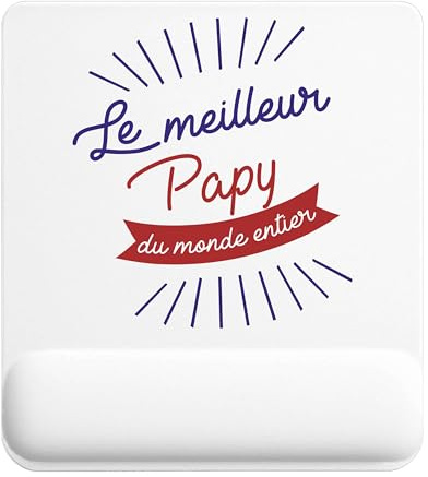 Planetee Tapis de Souris Papy Meilleur du Monde Entier | Accessoire Bureau Ergonomique - Idéal pour Anniversaire, Collègue, Secret Santa Noël, Fête des Pères et Fête des Mères