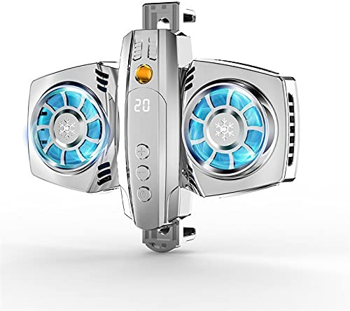 Diyeeni Ventilador de Refrigeración USB de Teléfono de bajo Ruido con Ventilador Dual y Luz RGB, Enfriamiento Rápido, Compatible con Teléfono Móvil de 2.7-3.5 Pulgadas de Ancho, para (Silver)