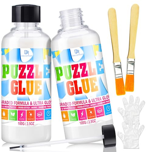 Jigsaw Puzzle Glue Clear - 200ml Puzzle Saver Kit with Precision Applicator, Quick-Drying, Non-Toxic & Water-Soluble, for Puzzles up to 5000 Pieces, Ideal for Framing, Puzzle Accessories for Adults