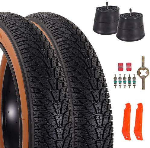 RUHUO 2-Pack 26x4.0 Fatbike-Reifen, 26 Zoll‌ Mountainbike-Reifen und Schlauch Set‌, Falt Ersatzreifen mit Reifenhebern für Mountainbikes und E-Bikes (Schwarz&Braun)