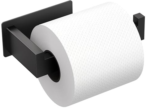 Auxmir Portarrollos Papel Higienico Acero Inoxidable Baño Adhesivo, Fácil Instalación Soporte sin Taladro Autoadhesivo, Negro